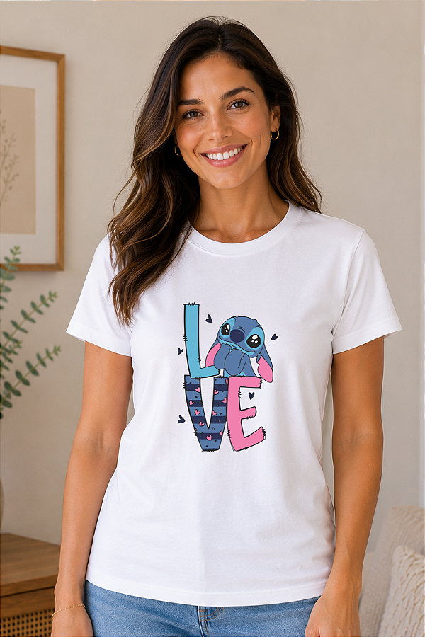 Camiseta ADULTA branca Stitch