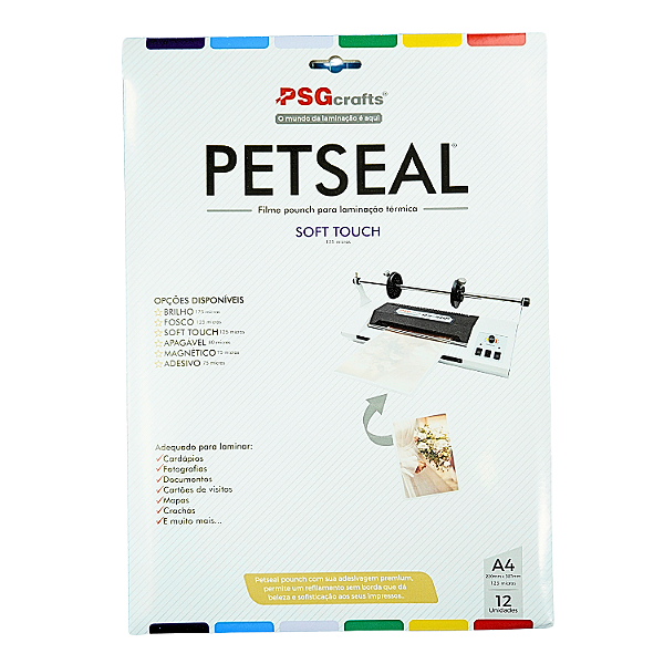 Petseal pouch toque de seda (soft touch) 220mm x 307mm (125mic 12 Pçs)
