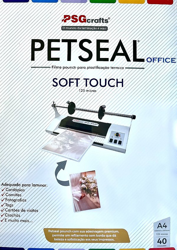 Petseal pouch toque de seda (soft touch) 220mm x 307mm (125mic 40 Pçs)