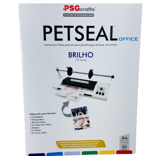 PETSEAL OFFICE – A4 125 mic | Filme para Plastificação Térmica – Brilho