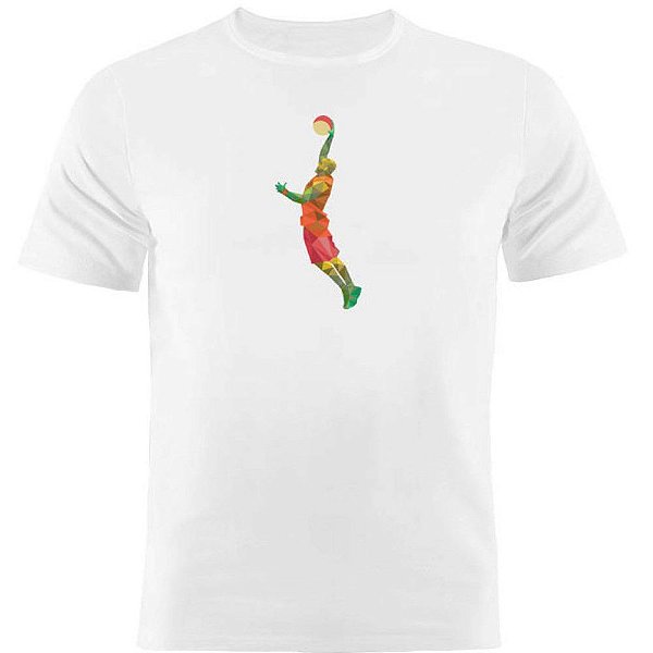 Camiseta Basica Nerderia e Lojaria basquete geometrico 2 Branca