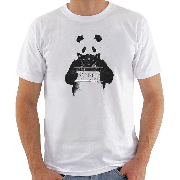 Camiseta Basica Nerderia e Lojaria panda priso Branca