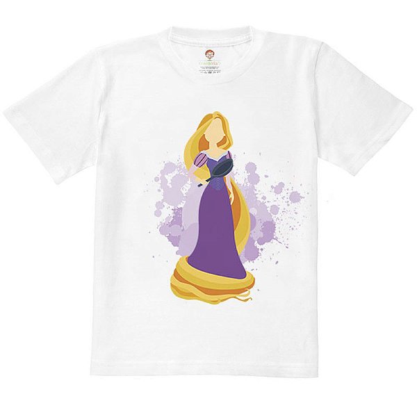 Camiseta Infantil Nerderia e Lojaria princesa rapun BRANCA