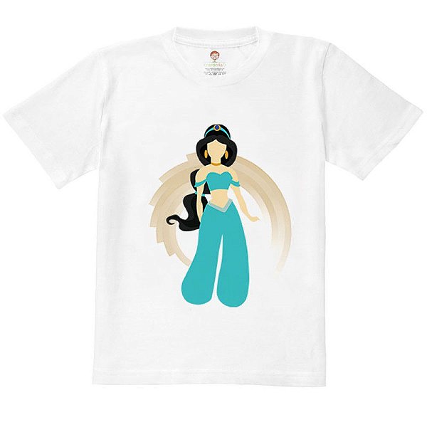 Camiseta Infantil Nerderia e Lojaria princesa jasmini BRANCA