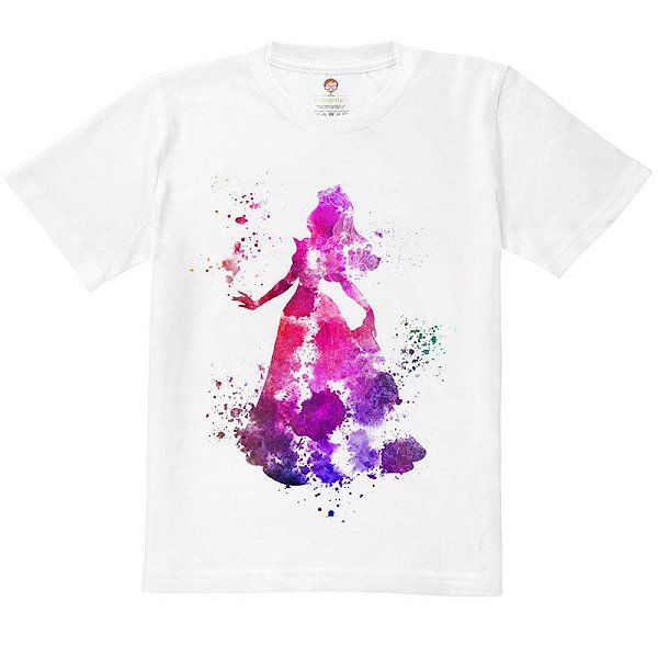Camiseta Infantil Nerderia e Lojaria princesa splash rosa BRANCA