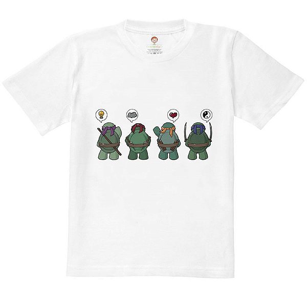 Camiseta Infantil Nerderia e Lojaria tartarugas ninjas BRANCA