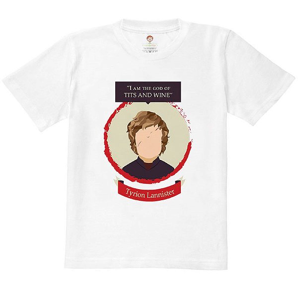 Camiseta Infantil Nerderia e Lojaria tyrion minimalista BRANCA