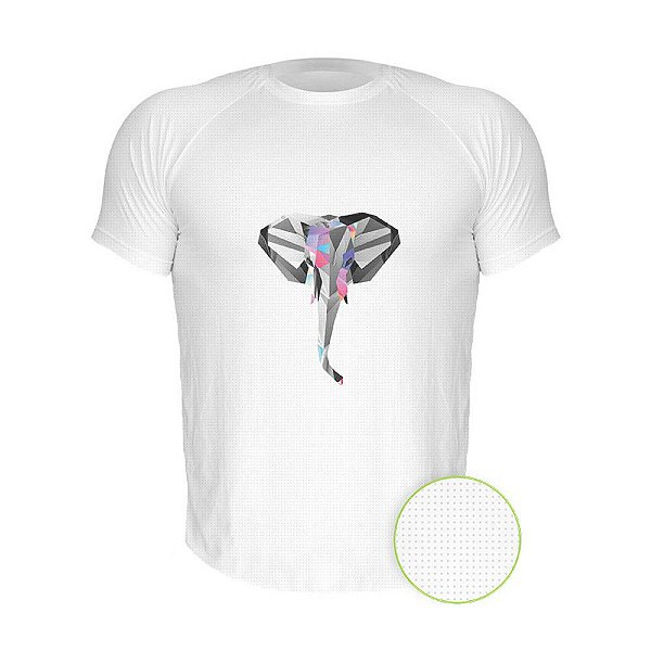 Camiseta AIR Nerderia e Lojaria elefante geometrico branca