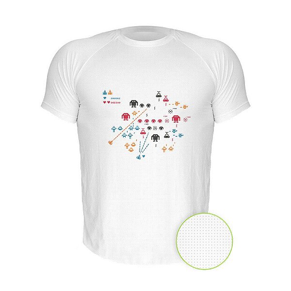 Camiseta AIR Nerderia e Lojaria space invader branca