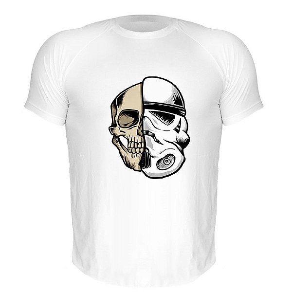 Camiseta Slim Nerderia e Lojaria stormtrooper caveira Branca