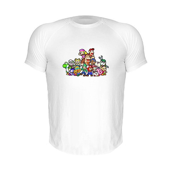 Camiseta Slim Nerderia e Lojaria mario bros turma Branca