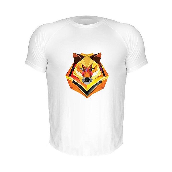 Camiseta Slim Nerderia e Lojaria raposa geometrica Branca