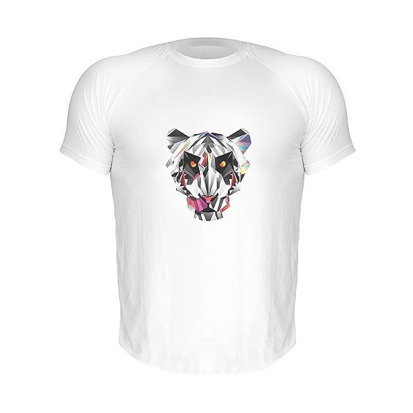 Camiseta Slim Nerderia e Lojaria pantera geometrica Branca