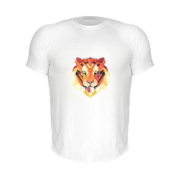 Camiseta Slim Nerderia e Lojaria tigre geometrico Branca
