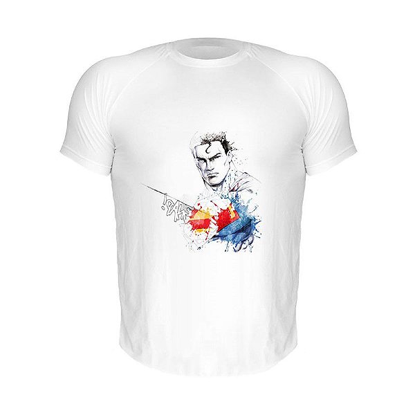 Camiseta Slim Nerderia e Lojaria superman paint Branca