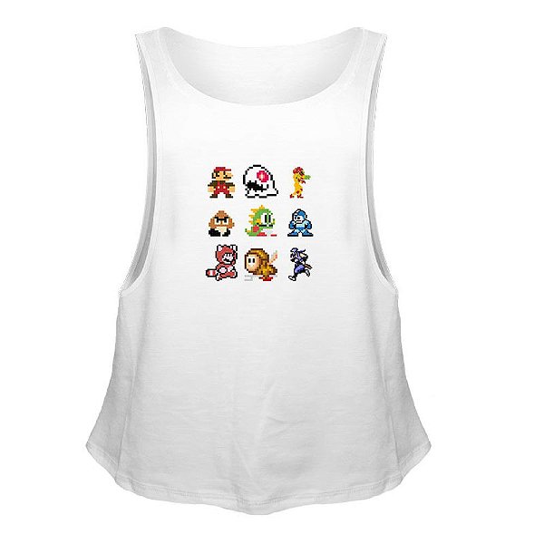 Camiseta Regata Nerderia e Lojaria 8bits games Branca