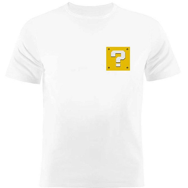 Camiseta Basica Nerderia e Lojaria mario bros bloco Branca