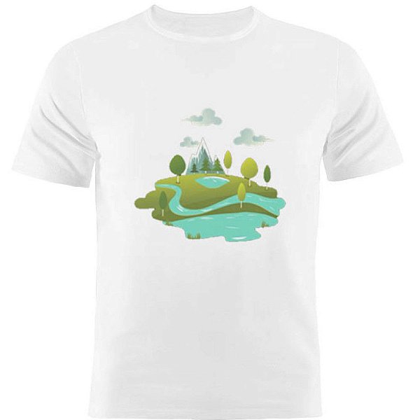 Camiseta Basica Nerderia e Lojaria paisagem Branca