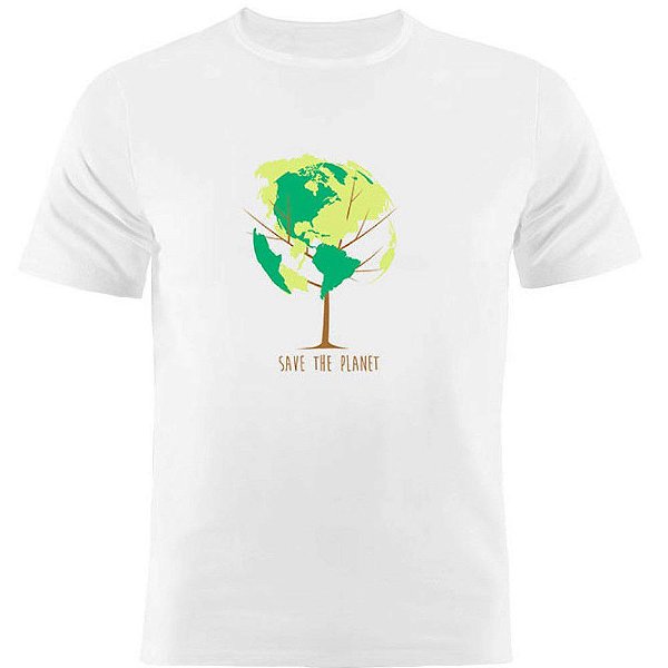 Camiseta Basica Nerderia e Lojaria save the planet Branca