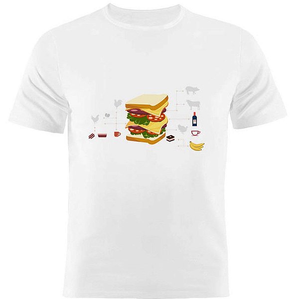 Camiseta Basica Nerderia e Lojaria sanduba Branca
