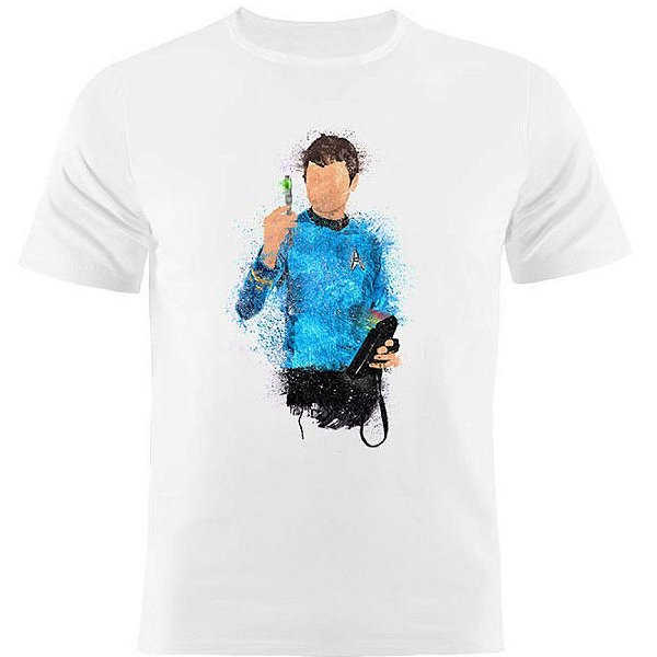 Camiseta Basica Nerderia e Lojaria spock splash Branca