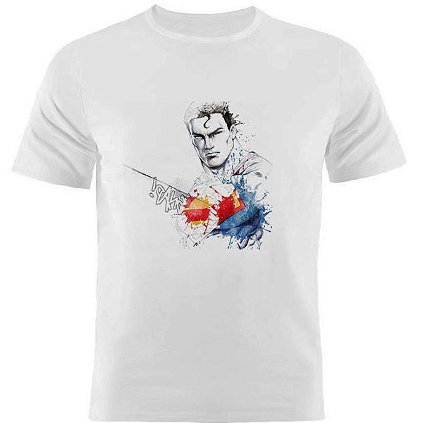 Camiseta Basica Nerderia e Lojaria superman paint Branca