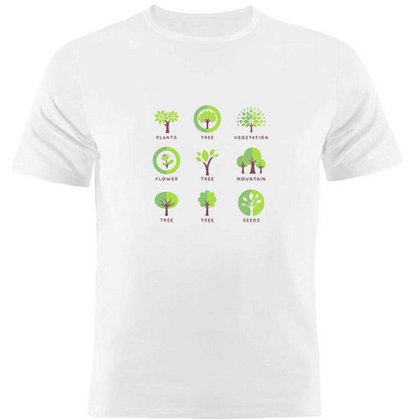 Camiseta Basica Nerderia e Lojaria trees Branca