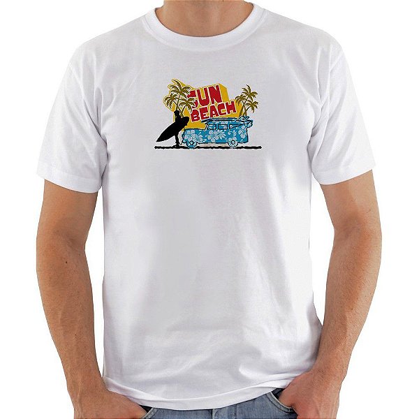 Camiseta Basica Nerderia e Lojaria sun beach Branca