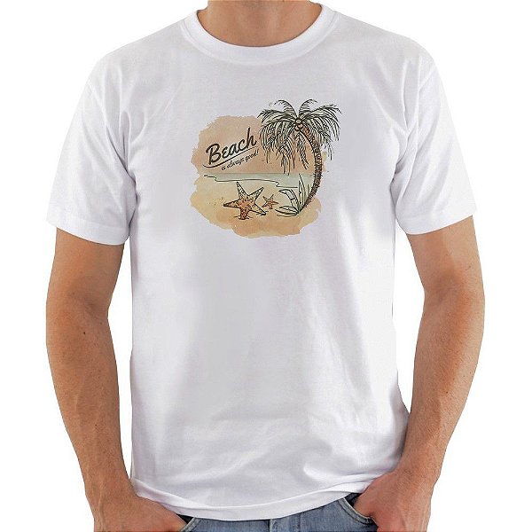 Camiseta Basica Nerderia e Lojaria beach Branca