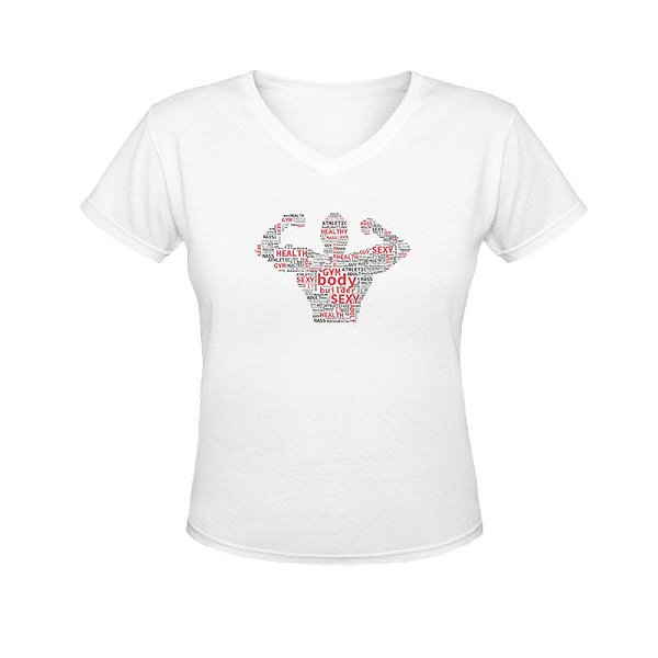 Camiseta Gola V Nerderia e Lojaria bodybuilding BRANCA