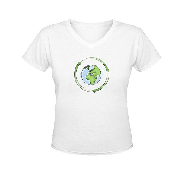 Camiseta Gola V Nerderia e Lojaria eco world BRANCA