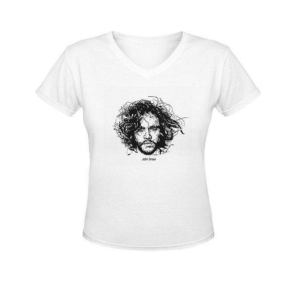 Camiseta Gola V Nerderia e Lojaria got john snow BRANCA