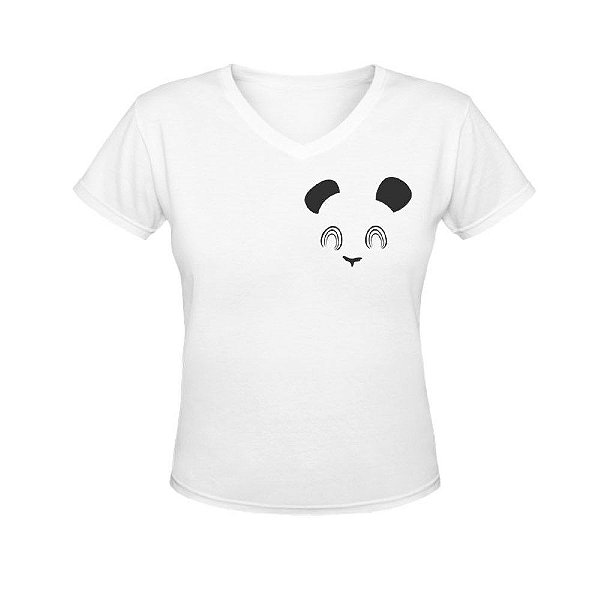 Camiseta Gola V Nerderia e Lojaria panda minimalista BRANCA