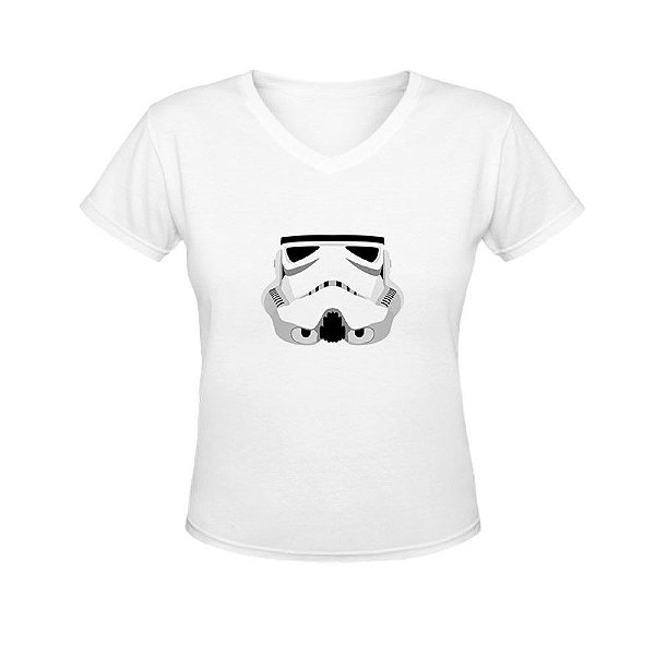 Camiseta Gola V Nerderia e Lojaria stormtrooper minimalista BRANCA