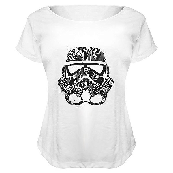 Camiseta Baby Look Nerderia e Lojaria stormtrooper mexicano BRANCA