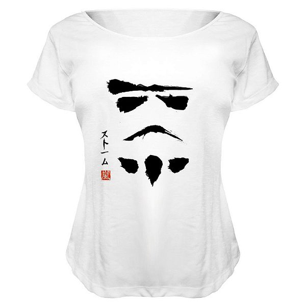 Camiseta Baby Look Nerderia e Lojaria stormtrooper japones BRANCA