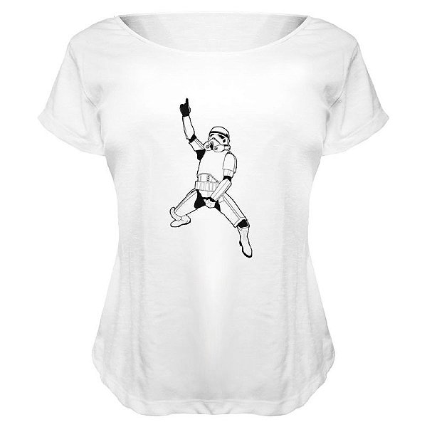 Camiseta Baby Look Nerderia e Lojaria stormtrooper dance BRANCA