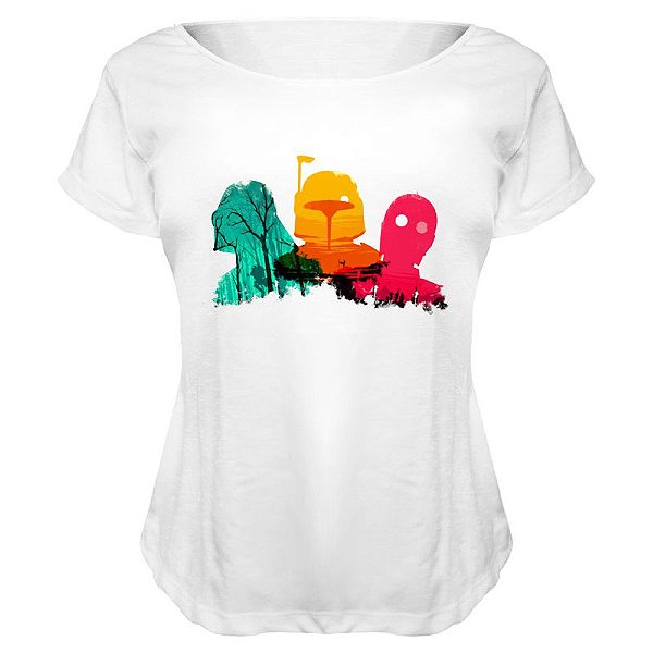 Camiseta Baby Look Nerderia e Lojaria wars colors BRANCA