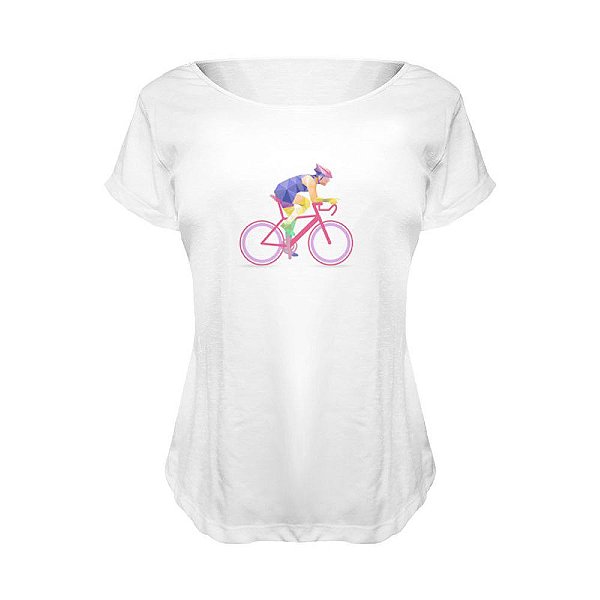 Camiseta Baby Look Nerderia e Lojaria bike geometrica BRANCA