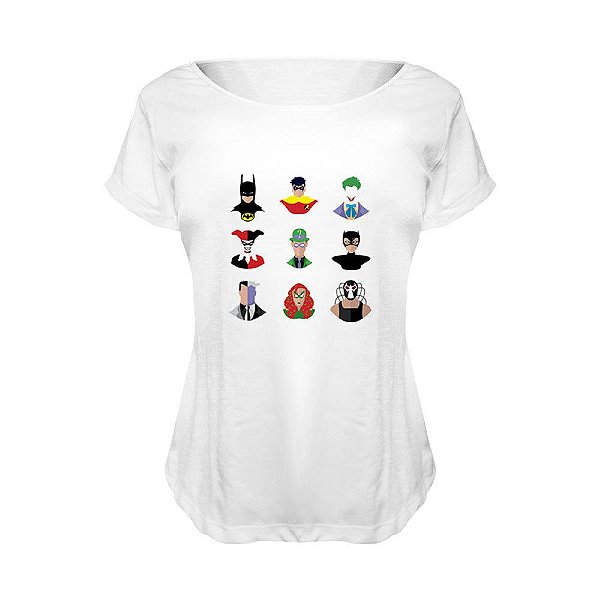 Camiseta Baby Look Nerderia e Lojaria batman minimalista BRANCA