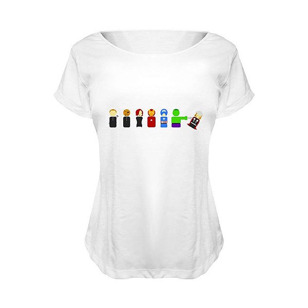 Camiseta Baby Look Nerderia e Lojaria advengers BRANCA