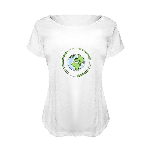 Camiseta Baby Look Nerderia e Lojaria eco world BRANCA