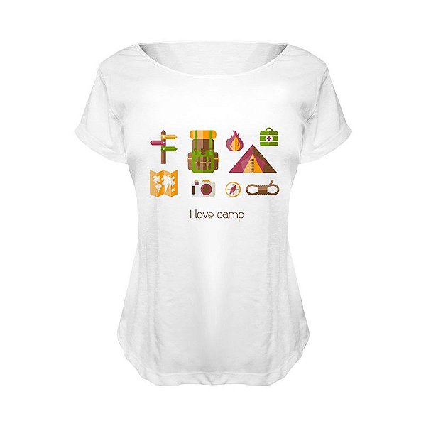 Camiseta Baby Look Nerderia e Lojaria love camp BRANCA