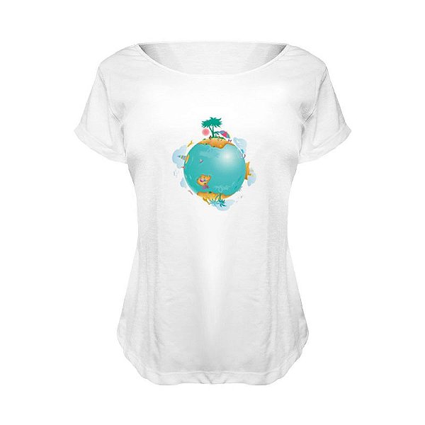 Camiseta Baby Look Nerderia e Lojaria planeta 3 BRANCA