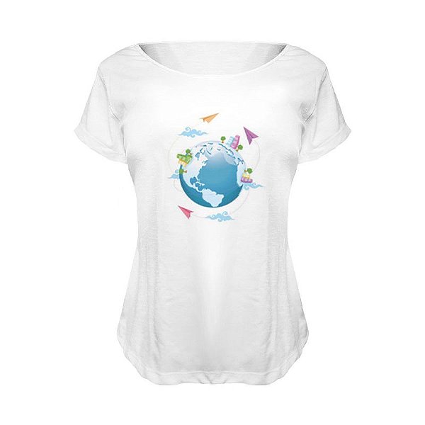 Camiseta Baby Look Nerderia e Lojaria planeta 2 BRANCA