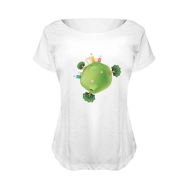 Camiseta Baby Look Nerderia e Lojaria planeta BRANCA