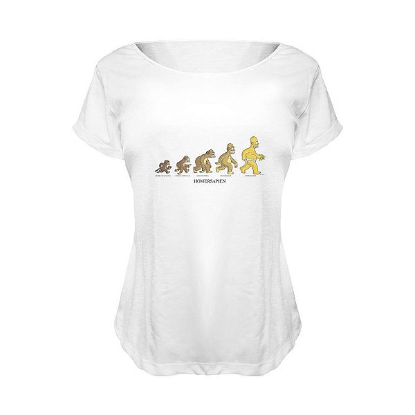 Camiseta Baby Look Nerderia e Lojaria simpsons homersapiens BRANCA