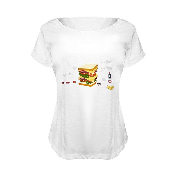 Camiseta Baby Look Nerderia e Lojaria sanduba BRANCA