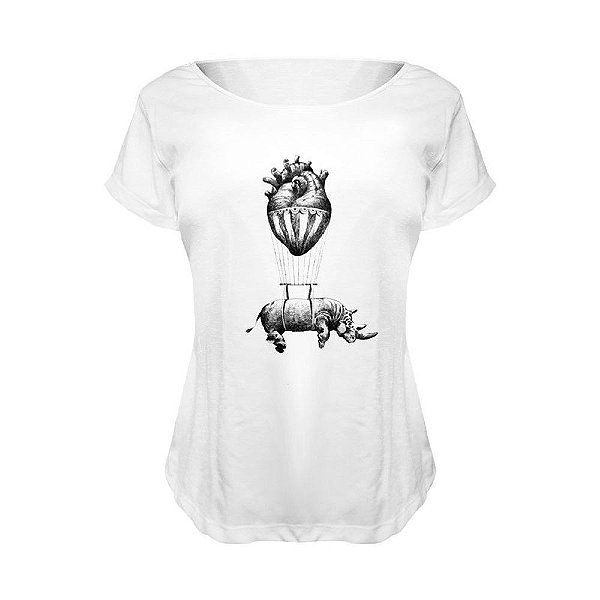 Camiseta Baby Look Nerderia e Lojaria rhino BRANCA