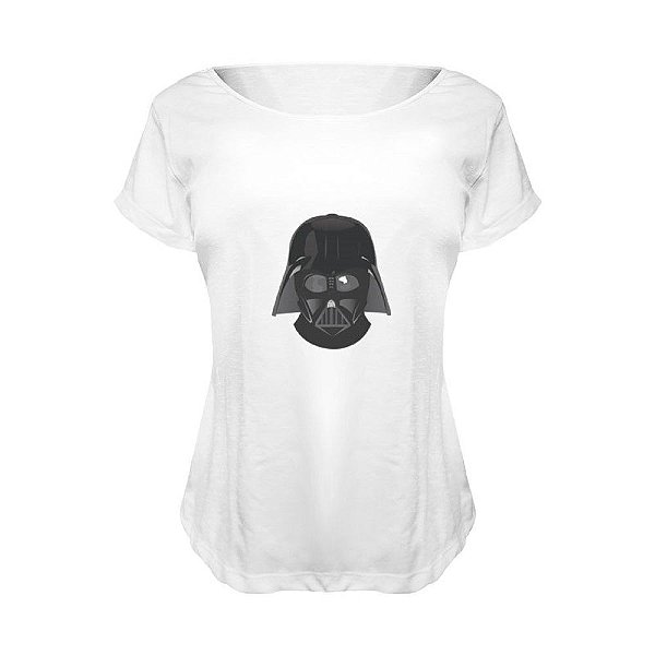 Camiseta Baby Look Nerderia e Lojaria star wars darth vader 3 BRANCA